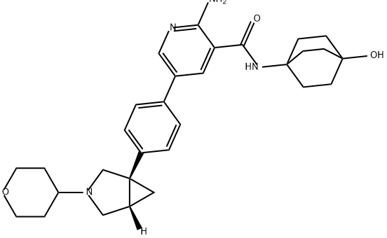 3-Pyridinecarboxamide, 2-amino-N-(4-hydroxybicyclo[2.2.2]oct-1-yl)-5-[4-[(1R,5S)-3-(tetrahydro-2H-pyran-4-yl)-3-azabicyclo[3.1.0]hex-1-yl]phenyl]-|化合物 ZILURGISERTIB
