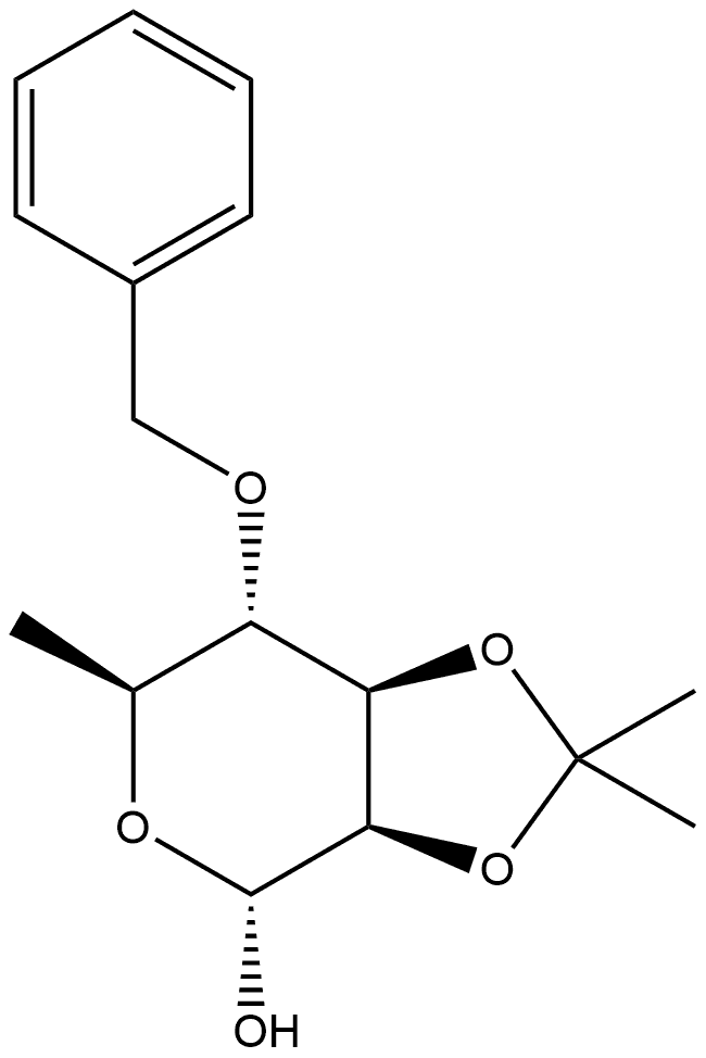6-Deoxy-2,3-O-(1-methylethylidene)-4-O-(phenylmethyl)-α-L-mannopyranose Structure