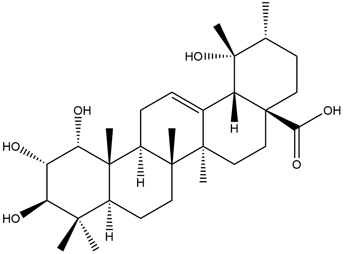 Urs-12-en-28-oic acid, 1,2,3,19-tetrahydroxy-, (1α,2α,3β)- Structure