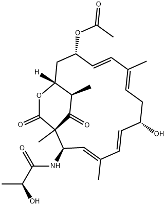 Propanamide, N-[(1S,2R,3E,5E,7S,9E,11E,13S,15R,19R)-13-(acetyloxy)-7-hydroxy-1,4,10,19-tetramethyl-17,18-dioxo-16-oxabicyclo[13.2.2]nonadeca-3,5,9,11-tetraen-2-yl]-2-hydroxy-, (2S)-|化合物 Lankacidinol A