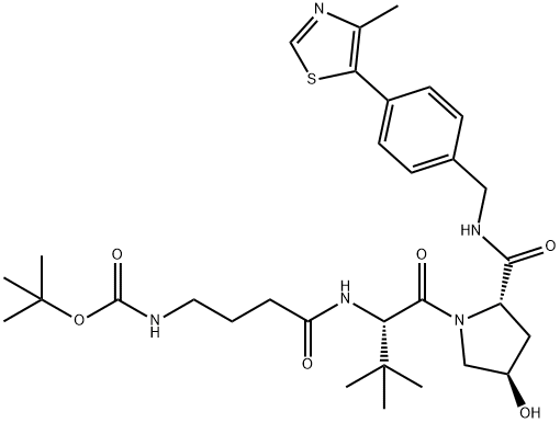 L-Prolinamide, N-[4-[[(1,1-dimethylethoxy)carbonyl]amino]-1-oxobutyl]-3-methyl-L-valyl-4-hydroxy-N-[[4-(4-methyl-5-thiazolyl)phenyl]methyl]-, (4R)-|L-PROLINAMIDE, N-[4-[[(1,1-DIMETHYLETHOXY)CARBONYL]AMINO]-1-OXOBUTYL]-3-METHYL-L-VALYL-4-HYDROXY-N-[