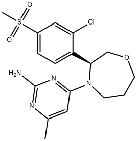 4-[(3S)-3-[2-Chloro-4-(methylsulfonyl)phenyl]tetrahydro-1,4-oxazepin-4(5H)-yl]-6-methyl-2-pyrimidinamine Structure