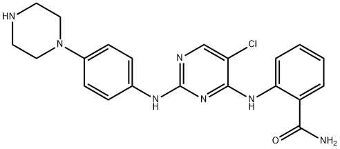Benzamide, 2-[[5-chloro-2-[[4-(1-piperazinyl)phenyl]amino]-4-pyrimidinyl]amino]- Structure