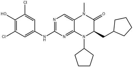 6(5H)-Pteridinone, 8-cyclopentyl-7-(cyclopentylmethyl)-2-[(3,5-dichloro-4-hydroxyphenyl)amino]-7,8-dihydro-5-methyl-, (7R)-|CC260