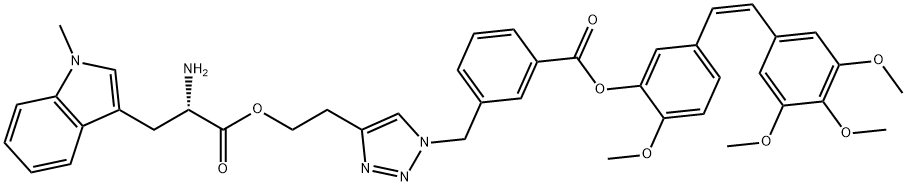 Tryptophan, 1-methyl-, 2-[1-[[3-[[2-methoxy-5-[(1Z)-2-(3,4,5-trimethoxyphenyl)ethenyl]phenoxy]carbonyl]phenyl]methyl]-1H-1,2,3-triazol-4-yl]ethyl ester|化合物 HI5