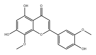 4H-1-Benzopyran-4-one, 5,7-dihydroxy-2-(4-hydroxy-3-methoxyphenyl)-8-methoxy- Struktur