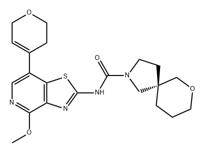 7-Oxa-2-azaspiro[4.5]decane-2-carboxamide, N-[7-(3,6-dihydro-2H-pyran-4-yl)-4-methoxythiazolo[4,5-c]pyridin-2-yl]-, (5S)-|化合物 M1069