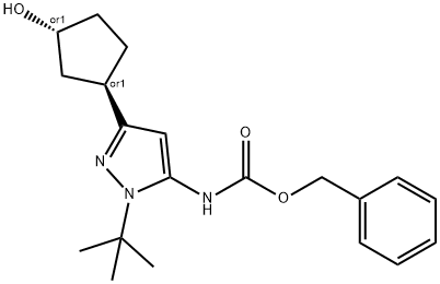 Carbamic acid, N-[1-(1,1-dimethylethyl)-3-[(1R,3R)-3-hydroxycyclopentyl]-1H-pyrazol-5-yl]-, phenylmethyl ester, rel-|REL-苄基(1-(叔丁基)-3-((1S,3S)-3-羟基环戊基)-1H-吡唑-5-基)氨基甲酸酯
