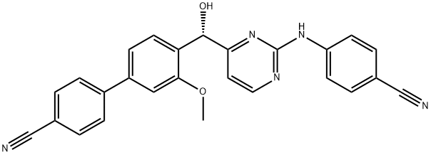 [1,1'-Biphenyl]-4-carbonitrile, 4'-[(S)-[2-[(4-cyanophenyl)amino]-4-pyrimidinyl]hydroxymethyl]-3'-methoxy-|化合物 HIV-1 INHIBITOR-24