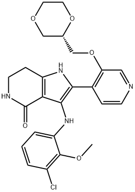 3-[(3-Chloro-2-methoxyphenyl)amino]-2-[3-[(2S)-1,4-dioxan-2-ylmethoxy]-4-pyridinyl]-1,5,6,7-tetrahydro-4H-pyrrolo[3,2-c]pyridin-4-one|SEVABERTINIB