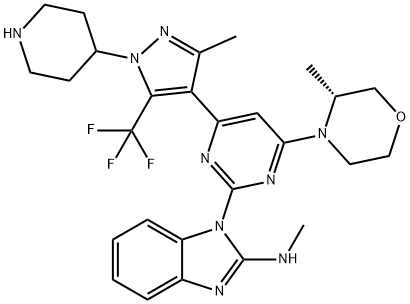 1H-Benzimidazol-2-amine, N-methyl-1-[4-[(3R)-3-methyl-4-morpholinyl]-6-[3-methyl-1-(4-piperidinyl)-5-(trifluoromethyl)-1H-pyrazol-4-yl]-2-pyrimidinyl]-|化合物 ATR-IN-5