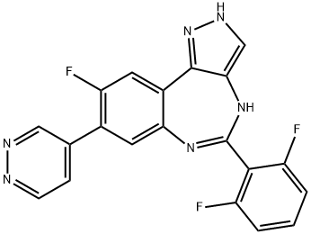 Pyrazolo[4,3-d][1,3]benzodiazepine, 5-(2,6-difluorophenyl)-9-fluoro-2,4-dihydro-8-(4-pyridazinyl)-|化合物 LRRK2/NUAK1/TYK2-IN-1