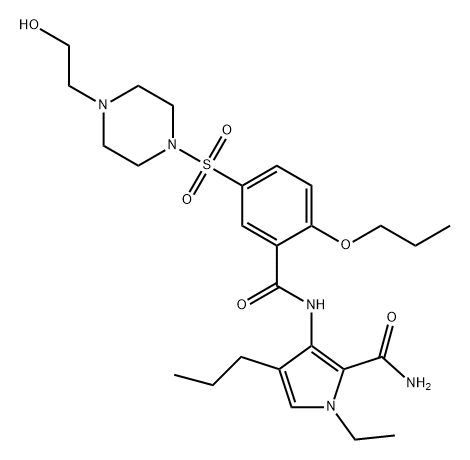 1H-Pyrrole-2-carboxamide, 1-ethyl-3-[[5-[[4-(2-hydroxyethyl)-1-piperazinyl]sulfonyl]-2-propoxybenzoyl]amino]-4-propyl-|米罗那非杂质1
