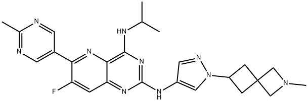 Pyrido[3,2-d]pyrimidine-2,4-diamine, 7-fluoro-N2-[1-(2-methyl-2-azaspiro[3.3]hept-6-yl)-1H-pyrazol-4-yl]-N4-(1-methylethyl)-6-(2-methyl-5-pyrimidinyl)-|化合物 IRAK4-IN-15