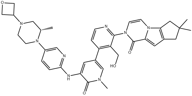 2H-Cyclopenta[4,5]pyrrolo[1,2-a]pyrazin-1(6H)-one, 2-[1,6-dihydro-3'-(hydroxymethyl)-1-methyl-5-[[5-[(2S)-2-methyl-4-(3-oxetanyl)-1-piperazinyl]-2-pyridinyl]amino]-6-oxo[3,4'-bipyridin]-2'-yl]-7,8-dihydro-7,7-dimethyl-|化合物 BTK INHIBITOR 20