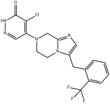 3(2H)-Pyridazinone, 4-chloro-5-[5,6-dihydro-3-[[2-(trifluoromethyl)phenyl]methyl]imidazo[1,2-a]pyrazin-7(8H)-yl]-|化合物 TRPC5-IN-3