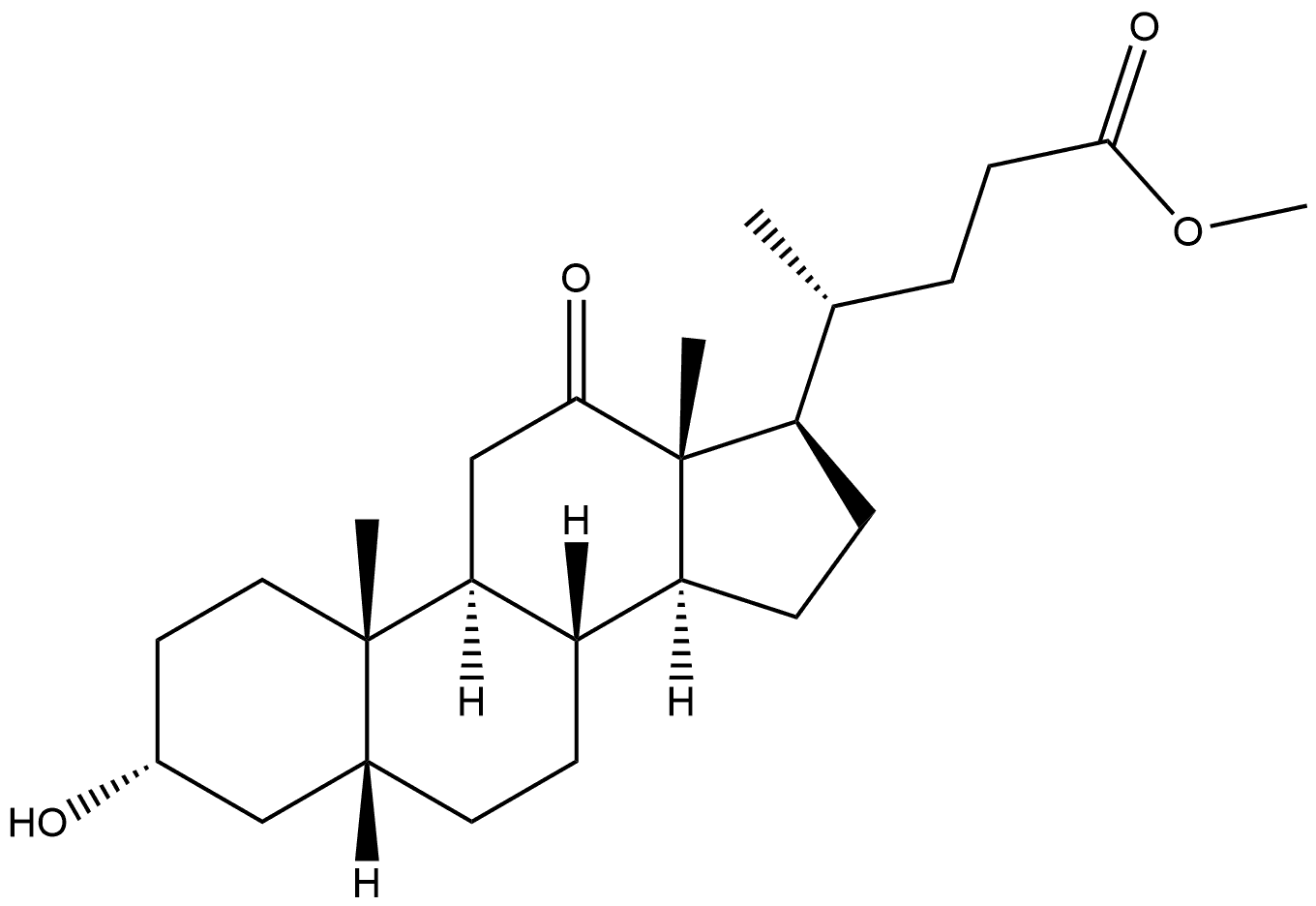 Cholan-24-oic acid, 3-hydroxy-12-oxo-, methyl ester, (3α,5β)- Struktur