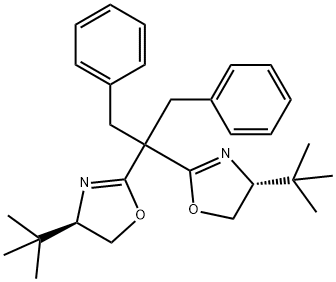 Oxazole, 2,2'-[2-phenyl-1-(phenylmethyl)ethylidene]bis[4-(1,1-dimethylethyl)-4,5-dihydro-, (4R,4'R)- Struktur