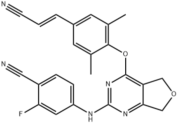 Benzonitrile, 4-[[4-[4-[(1E)-2-cyanoethenyl]-2,6-dimethylphenoxy]-5,7-dihydrofuro[3,4-d]pyrimidin-2-yl]amino]-2-fluoro-|化合物 HIV-1 INHIBITOR-50