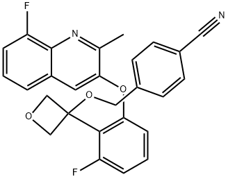 Benzonitrile, 4-[[[3-[2-fluoro-6-[(8-fluoro-2-methyl-3-quinolinyl)oxy]phenyl]-3-oxetanyl]oxy]methyl]-|化合物 ANTITUBERCULOSIS AGENT-6