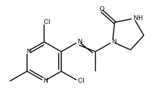 2-Imidazolidinone, 1-[1-[(4,6-dichloro-2-methyl-5-pyrimidinyl)imino]ethyl]- Struktur