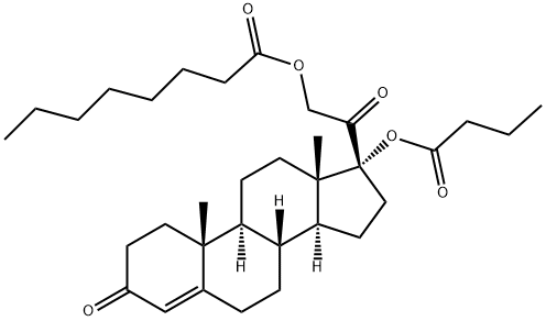 Pregn-4-ene-3,20-dione, 17-(1-oxobutoxy)-21-[(1-oxooctyl)oxy]- (9CI) Structure