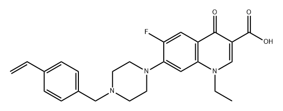 3-Quinolinecarboxylic acid, 7-[4-[(4-ethenylphenyl)methyl]-1-piperazinyl]-1-ethyl-6-fluoro-1,4-dihydro-4-oxo- Struktur