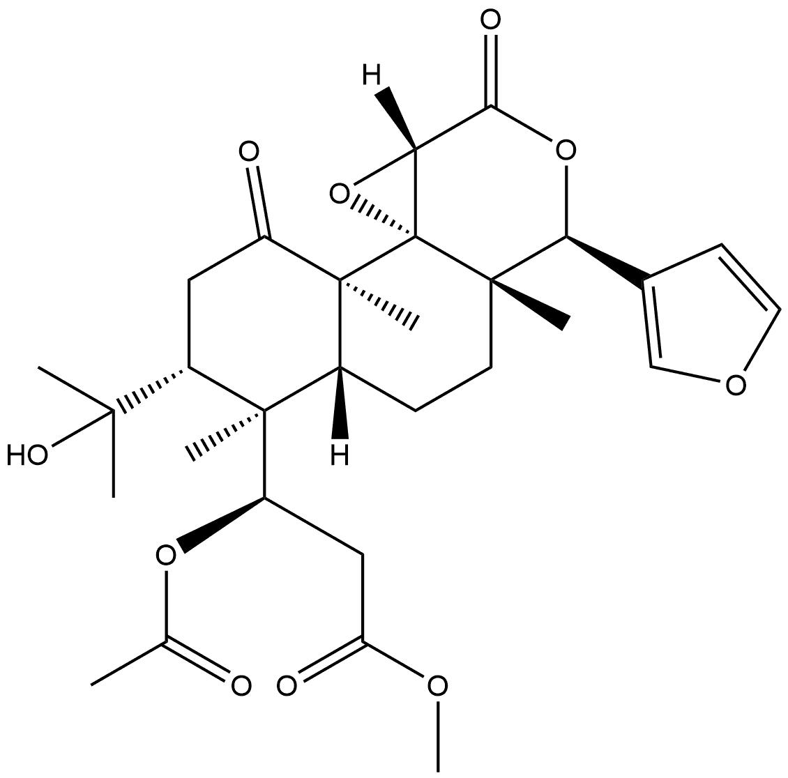 Naphth[2,1-c]oxireno[d]pyran-6-propanoic acid, β-(acetyloxy)-3-(3-furanyl)dodecahydro-7-(1-hydroxy-1-methylethyl)-3a,6,9a-trimethyl-1,9-dioxo-, methyl ester, (βR,3S,3aS,5aR,6R,7R,9aR,9bR,10aS)-|米林酸甲酯