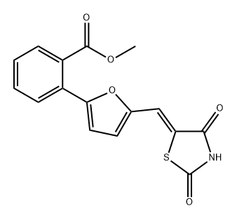 Benzoic acid, 2-[5-[(Z)-(2,4-dioxo-5-thiazolidinylidene)methyl]-2-furanyl]-, methyl ester|(Z)-2-(5-((2,4-二氧代噻唑烷-5-亚基)甲基)呋喃-2-基)苯甲酸甲酯