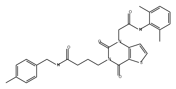 Thieno[3,2-d]pyrimidine-3(2H,4H)-butanamide, 1-[2-[(2,6-dimethylphenyl)amino]-2-oxoethyl]-N-[(4-methylphenyl)methyl]-2,4-dioxo- Structure