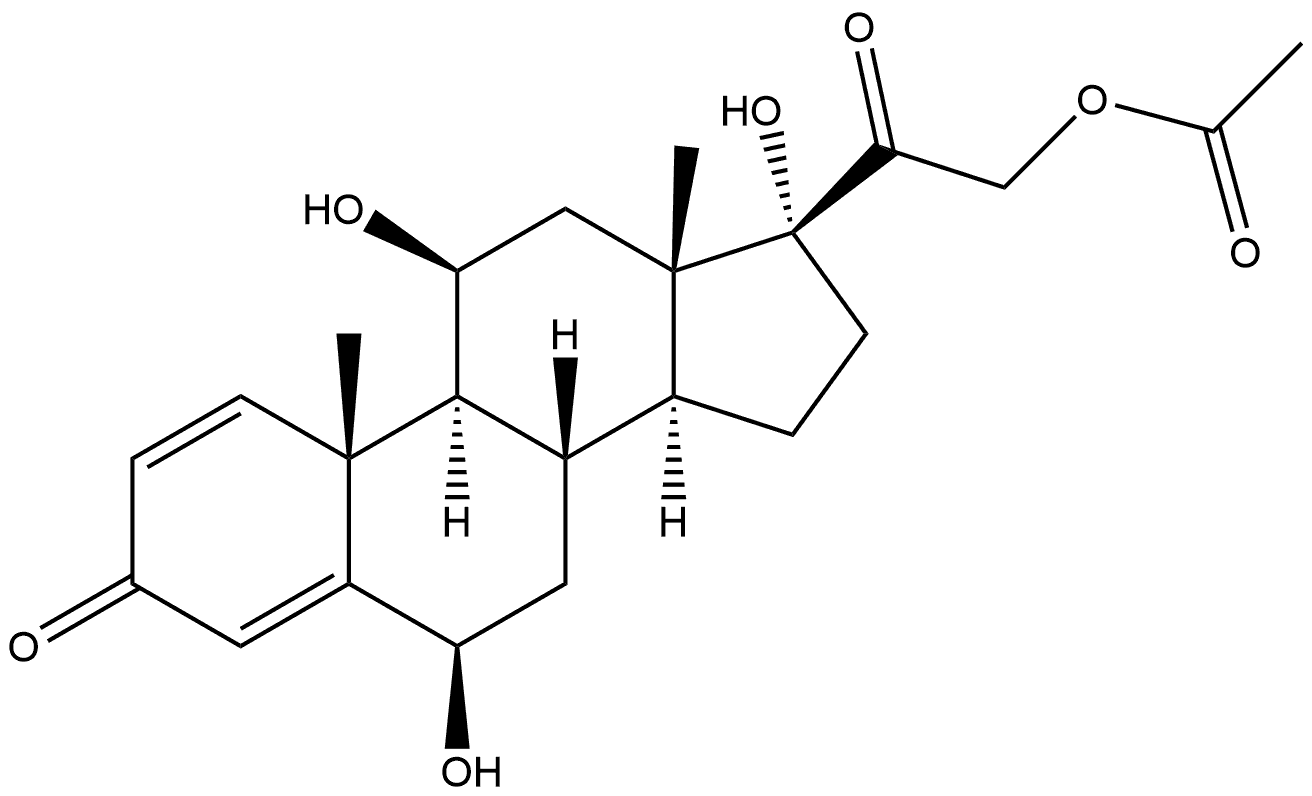Pregna-1,4-diene-3,20-dione, 21-(acetyloxy)-6,11,17-trihydroxy-, (6β,11β)- (9CI) Struktur
