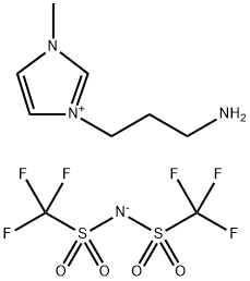 1H-Imidazolium, 3-(3-aminopropyl)-1-methyl-, salt with 1,1,1-trifluoro-N-[(trifluoromethyl)sulfonyl]methanesulfonamide (1:1) Struktur