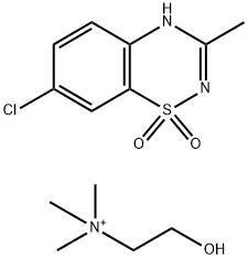 (2-hydroxyethyl)trimethylazanium: 3-methyl-1,1- dioxo-2H-l6-,2,4-benzothiadiazin-2-ide Struktur