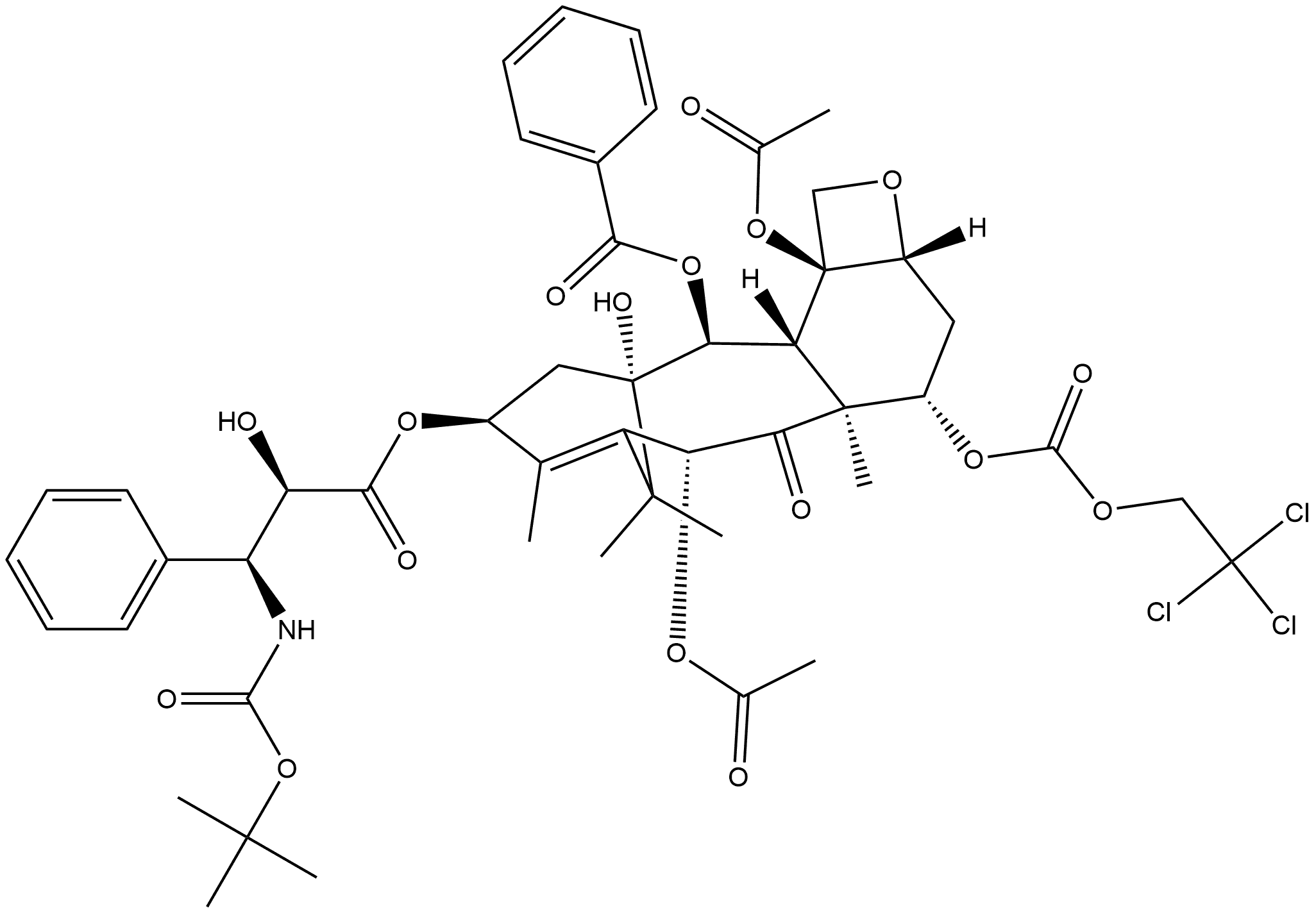 Benzenepropanoic acid, β-[[(1,1-dimethylethoxy)carbonyl]amino]-α-hydroxy-, (2aR,4S,4aS,6R,9S,11S,12S,12aR,12bS)-6,12b-bis(acetyloxy)-12-(benzoyloxy)-2a,3,4,4a,5,6,9,10,11,12,12a,12b-dodecahydro-11-hydroxy-4a,8,13,13-tetramethyl-5-oxo-4-[[(2,2,2-trichloroethoxy)carbonyl]oxy]-7,11-methano-1H-cyclodeca[3,4]benz[1,2-b]oxet-9-yl ester, (αR,βS)-