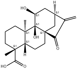 9β,11β-ジヒドロキシ-15-オキソカウラ-16-エン-18-酸 化学構造式