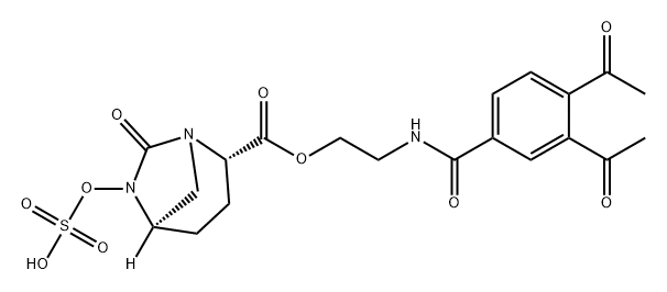 2-(3,4-diacetylbenzamido)ethyl (2S,5R)-7-oxo-6-(sulfooxy)-1,6-diazabicyclo[3.2.1]octane-2-carboxylate Structure