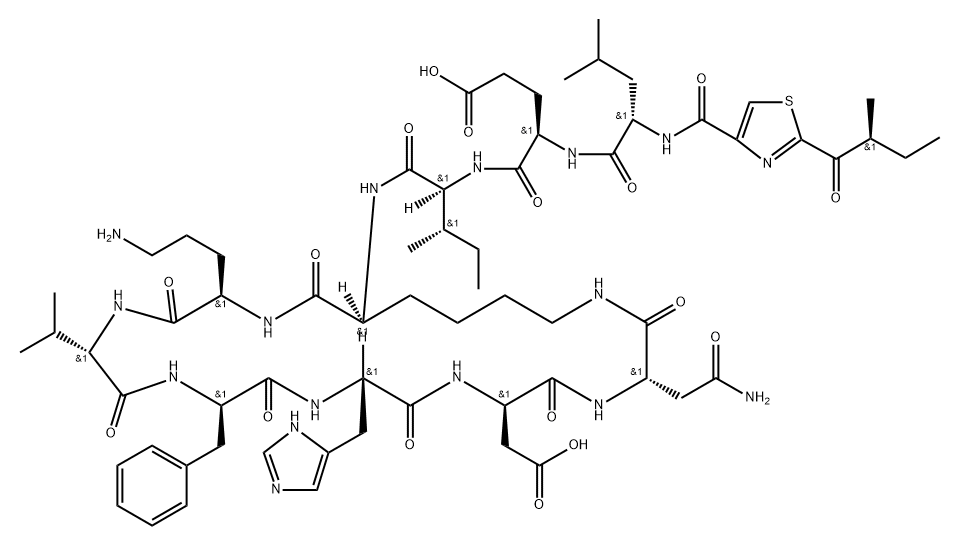 L-Asparagine, N-[[2-[(2S)-2-methyl-1-oxobutyl]-4-thiazolyl]carbonyl]-L-leucyl-D-α-glutamyl-L-isoleucyl-L-lysyl-D-ornithyl-L-valyl-D-phenylalanyl-L-histidyl-D-α-aspartyl-, (10→4)-lactam|杆菌肽锌杂质G