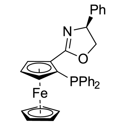 (2R)-1-[(4S)-4,5-DIHYDRO-4-PHENYL-2-OXAZOLYL]-2-(DIPHENYLPHOSPHINO)-FERROCENE 结构式