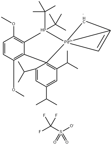 Palladium(1+), [[3,6-dimethoxy-2',4',6'-tris(1-methylethyl)[1,1'-biphenyl]-2-yl-κC1']bis(1,1-dimethylethyl)phosphine-κP](η3-2-propen-1-yl)-, 1,1,1-trifluoromethanesulfonate (1:1) Structure