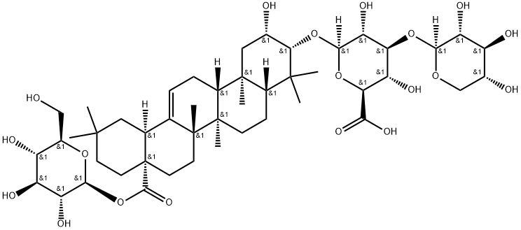 β-D-Glucopyranosiduronic acid, (2β,3β)-28-(β-D-glucopyranosyloxy)-2-hydroxy-28-oxoolean-12-en-3-yl 3-O-β-D-xylopyranosyl-|青葙苷K