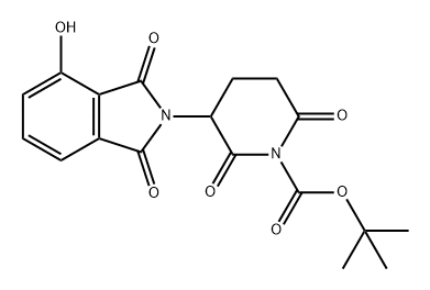 1-?Piperidinecarboxylic acid, 3-?(1,?3-?dihydro-?4-?hydroxy-?1,?3-?dioxo-?2H-?isoindol-?2-?yl)?-?2,?6-?dioxo-?, 1,?1-?dimethylethyl ester Structure