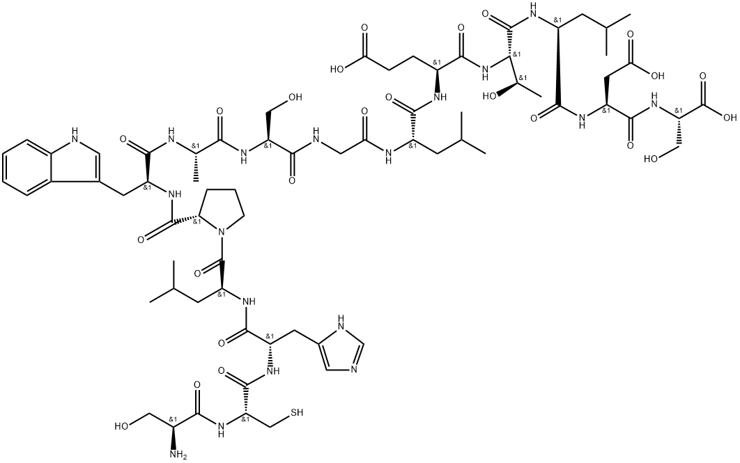 L-Serine, L-seryl-L-cysteinyl-L-histidyl-L-leucyl-L-prolyl-L-tryptophyl-L-alanyl-L-serylglycyl-L-leucyl-L-α-glutamyl-L-threonyl-L-leucyl-L-α-aspartyl-|瘦素(116-130)(人)