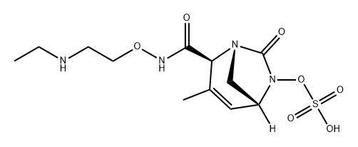 [(2S,5R)-2-[2-(ethylamino)ethoxycarbamoyl]-3-methyl-7-oxo-1,6-diazabicyclo[3.2.1]oct-3-en-6-yl] hydrogen sulfate Structure