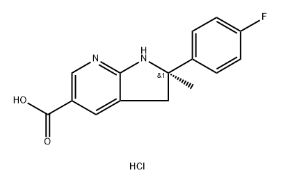 1H-Pyrrolo[2,3-b]pyridine-5-carboxylic acid, 2-(4-fluorophenyl)-2,3-dihydro-2-methyl-, hydrochloride (1:1), (2R)- Struktur