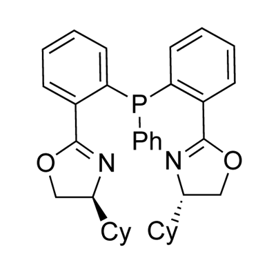 (4S,4'S)-2,2'-((Phenylphosphanediyl)bis(2,1-phenylene))bis(4-cyclohexyl-4,5-dihydrooxazole) Structure