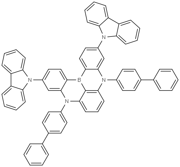 5H,9H-[1,4]Benzazaborino[2,3,4-kl]phenazaborine, 5,9-bis([1,1′-biphenyl]-4-yl)-3,11-di-9H-carbazol-9-yl- Struktur