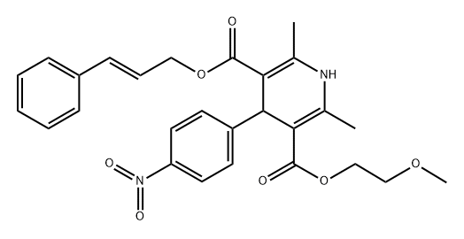 3-cinnamyl 5-(2-methoxyethyl) 2,6-dimethyl-4-(4-nitrophenyl)-1,4-dihydropyridine-3,5-dicarboxylate Structure