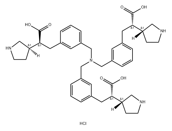3-Pyrrolidineacetic acid, α,α′,α′′-[nitrilotris(methylene-3,1-phenylenemethylene)]tris-, hydrochloride (1:4), (αS,α′S,α′′S,3R,3′R,3′′R)-|(2S,2'S,2''S)-3,3',3''-((次氮基三(亚甲基))三(苯-3,1-二基))三(2-((R)-吡咯烷-3-基)丙酸) 四盐酸盐