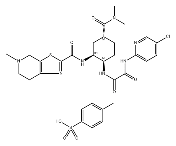 Ethanediamide, N1-(5-chloro-2-pyridinyl)-N2-[(1R,2S,4R)-4-[(dimethylamino)carbonyl]-2-[[(4,5,6,7-tetrahydro-5-methylthiazolo[5,4-c]pyridin-2-yl)carbonyl]amino]cyclohexyl]-, compd. with 4-methylbenzenesulfonate (1:1) Structure