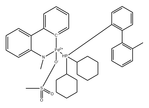 Palladium, [dicyclohexyl(2′-methyl[1,1′-biphenyl]-2-yl)phosphine](methanesulfonato-κO)[2′-(methylamino-κN)[1,1′-biphenyl]-2-yl-κC]- Structure